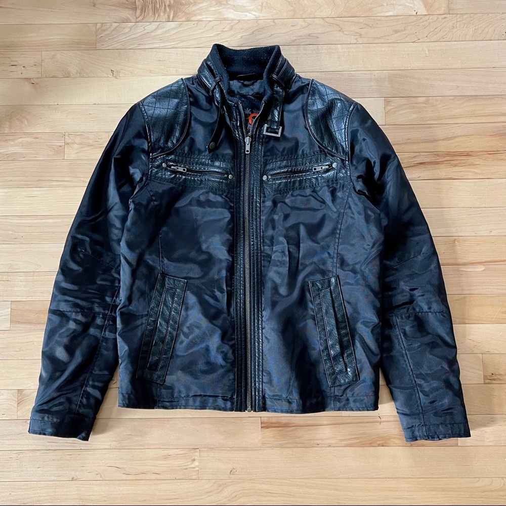 Guess Men’s Leather Bomber Jacket